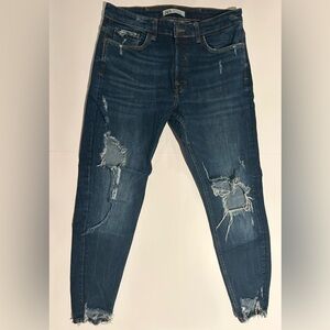 Zara Men's Ripped Indigo Skinny Jeans